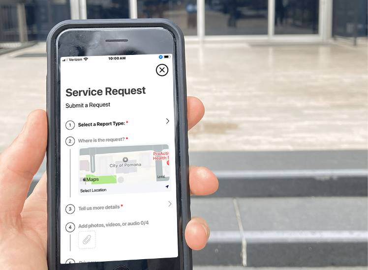 Pomona Go App Service Request Screen