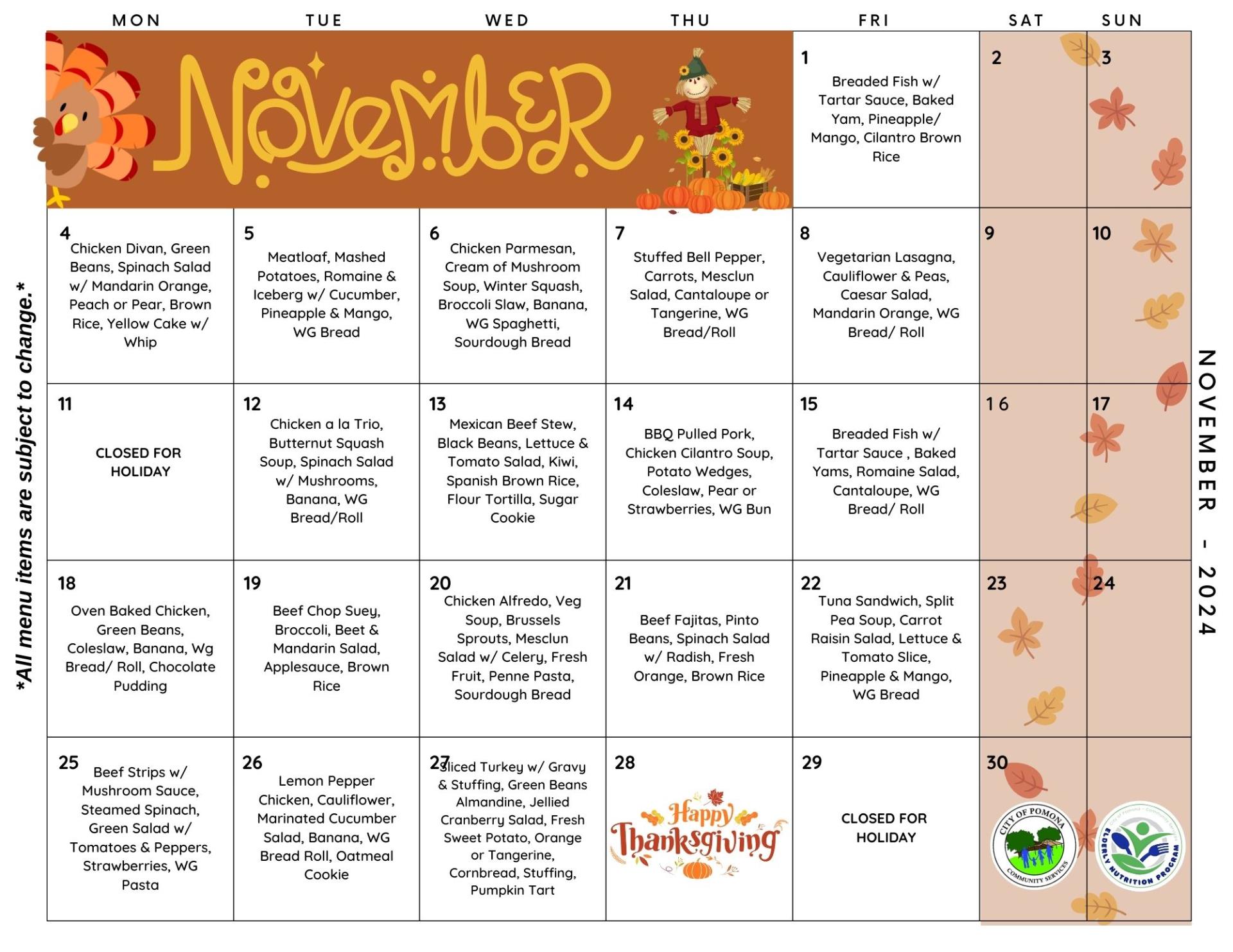 November ENP Menu